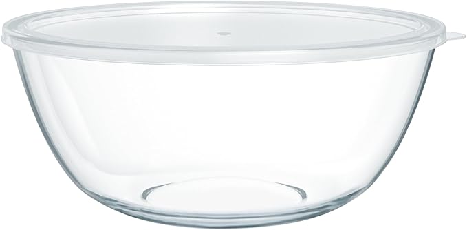4.7 Qt Extra Large Glass Mixing Bowls Clear Glass Salad Cooking Bowls for Kitchen Salad Bread Storage by Quald