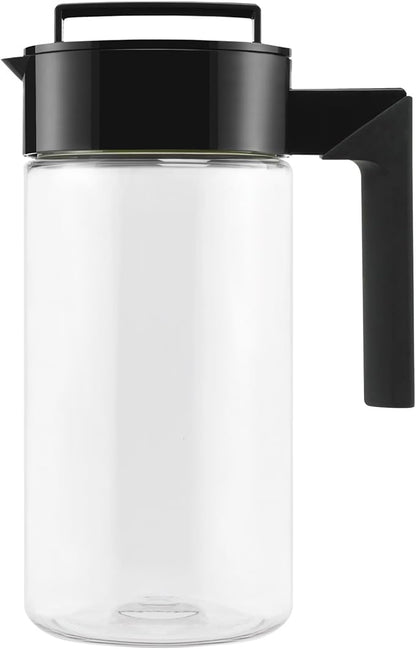 Takeya Airtight Pitcher - Durable BPA-Free Eastman Tritan Odor/Stain-Resistant Leakproof Lid for Iced Tea/Water Easy-Grip Silicone Handle Spill-Free Spout Fridge-Friendly Made in USA 1 Quart/Black by Takeya