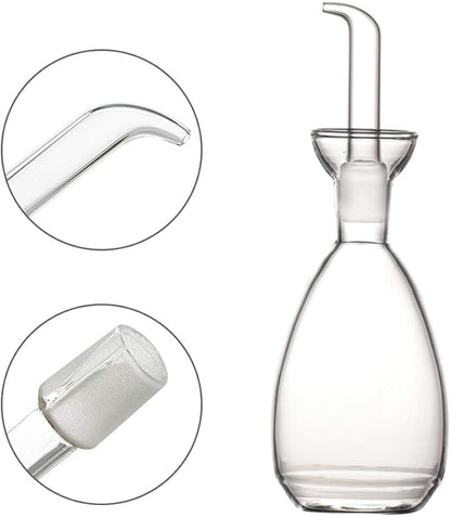 Affogato Glass Oil Bottle with Spout, Olive Oil Dispenser Vinegar Drizzler Pourer Stopper Pot, Soy Sauce Vinegar Cruet Non Drip Heat-Resistant for Cooking Kitchen Restaurant BBQ (8.5 oz)