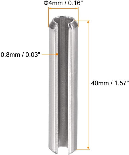 uxcell Slotted Spring Pin - M4 x 40mm 304 Stainless Steel Split Spring Roll Dowel Pins Plain Finish 20Pcs