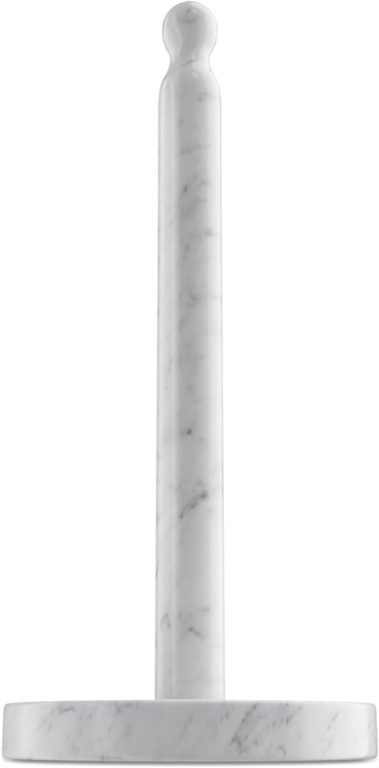 Koville Carrara Marble Paper Towel Holder Countertop, 6“ Genuine Stone Paper Towel Holder Stand for Kitchen Storage, for Standard or Jumbo-Sized Rolls by Koville