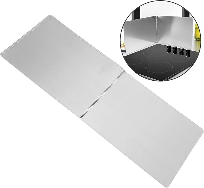 Kichvoe Stainless Steel Oil Splash Baffle 31.49X11.81 Inch Foldable Stove Splatter Guard Grease Protection Screen for Kitchen Frying Pans