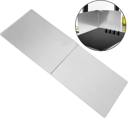 Kichvoe Stainless Steel Oil Splash Baffle 31.49X11.81 Inch Foldable Stove Splatter Guard Grease Protection Screen for Kitchen Frying Pans