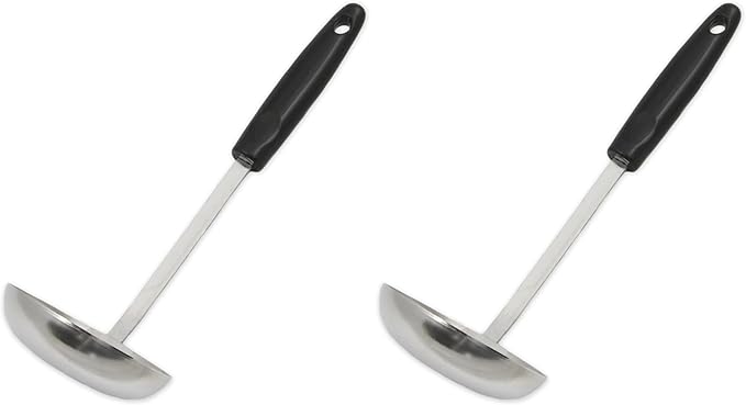 Chef Craft Select Cooking Ladle, 11.5 inch, Stainless Steel/Black (Pack of 2) by ChefCraft