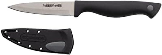 Farberware Edgekeeper 3.5-Inch Paring Knife with Self-Sharpening Blade Cover, High Carbon-Stainless Steel Kitchen Knife with Ergonomic Handle, Razor-Sharp Knife, Black by Farberware