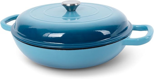 Enameled Cast Iron Dutch Oven, 3.8 Quart Dutch Oven Pot with Lid, Non Stick Cast Iron Pot, Round Oven Safe up to 500°F, Use for Marinate, Cook, Bake and Serve – Gradient Blue