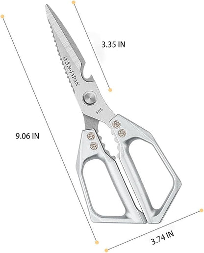 Multi-Purpose Rust Proof Kitchen Shears, Heavy Duty Meat Scissors, Dishwasher Safe, for Chicken, Vegetables, Steak, Fish Scaling & Bottle Opener(Silvery)