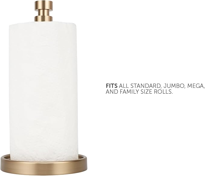 Ivilon Countertop Paper Towel Stand - Steady and Easy Tear - Fits All Paper Towel Rolls - Warm Gold - Image 3