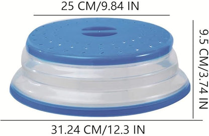 Collapsible Microwave Splatter Cover, Microwave Plate Cover With Steam Vent(12.3 IN,blue)
