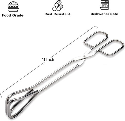 Hiash 11" Heavy Duty Stainless Steel Kitchen Scissor Tongs with Comfortable Ergonomic Grip, Heat Resistant Tongs for Cooking & BBQ, Set of 2 - Image 2