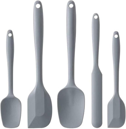 Silicone Spatula Set, 5 Piece Food Grade Rubber Spatulas for Baking, Cooking, and Mixing High Heat Resistant Non Stick Dishwasher Safe BPA-Free (Grey) by Hoewina