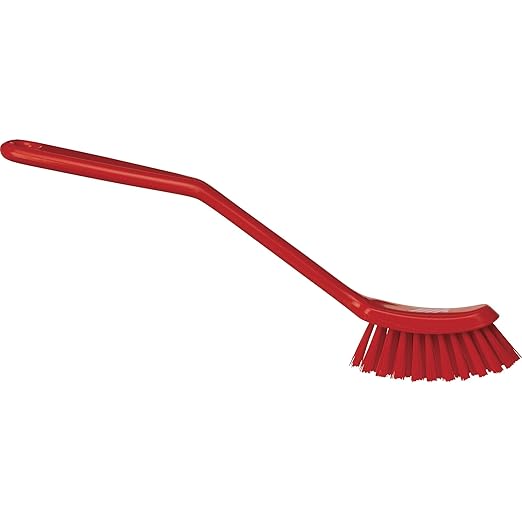 Vikan - Fine Dish Brush - Heavy-Duty, Narrow, Slip-Resistant Cleaning Brush, Polypropylene, Polyester Bristle, 11 Inch, Red, (42874) - Image 3