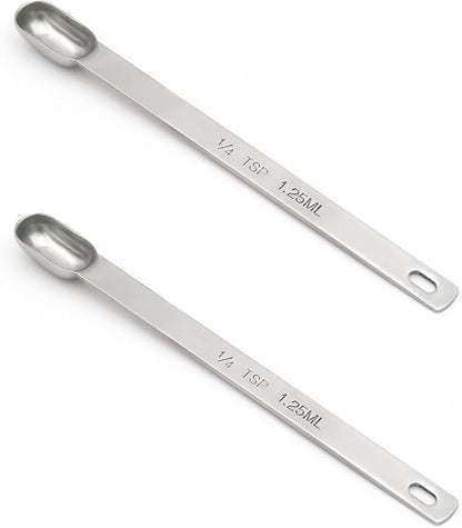 2PCS 1/4tsp (1.25ml) Single Measuring Spoon, Stainless Steel Long Handle Individual Teaspoons Only by BERYLER