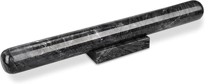 Marble Rolling Pin with Stand, 15.7" Black Stone French Heavy Polished Non Stick Cookie Pizza Pastry Dough Baker Roller for Kitchen Baking