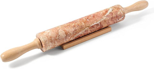 Koville Marble Rolling Pin, Non-Stick Polished Dough Roller, Pasta, Dumpling, Ravioli, Fondant,Pie Crust, Kitchen Baking Pastry Tools Red Marble by Koville