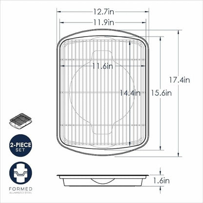 Nordic Ware Oven Crisp Baking Tray 2pc Set Includes Pan and Rack; Natural Aluminum For Air Frying, Crisping, Broiling, Baking; Cooking Surface 17 x 12 Inches - Image 6