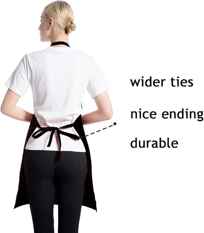12 Pcs Bib Bulk Black Aprons for Women Men Adult Girls Unisex with 2 Pockets, Baking Cooking Kitchen Painting Apron (Black,12 pcs) - Image 5