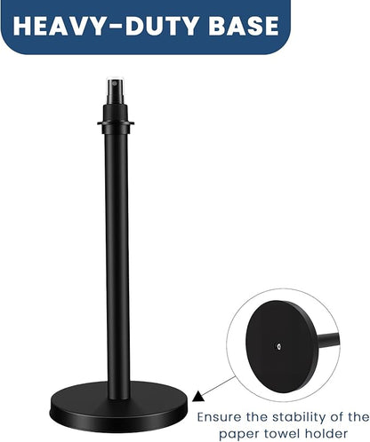 2 in 1 Paper Towel Holder with Spray Bottle, Countertop Paper Towel Holder with Weighted Base, Stainless Steel Paper Towel Roll Holder Black for Kitchen, Bathroom (Black)
