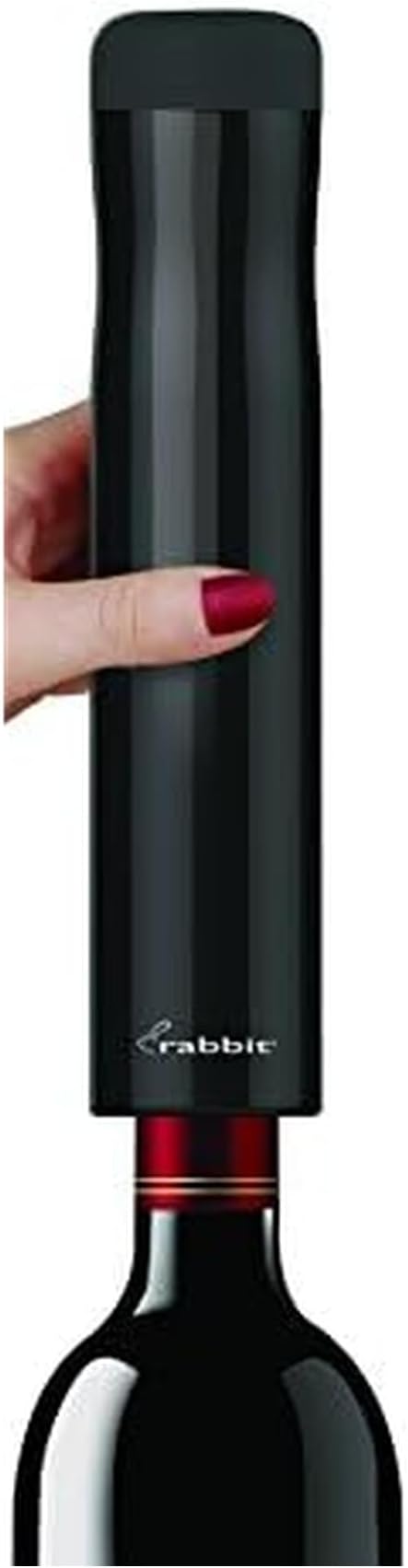 Rabbit Automatic Electric Corkscrew Wine Opener, Cordless Rechargeable, One-Touch Operation, Sleek Shiny Black Finish, Easy to Use for Wine Lovers by Rabbit