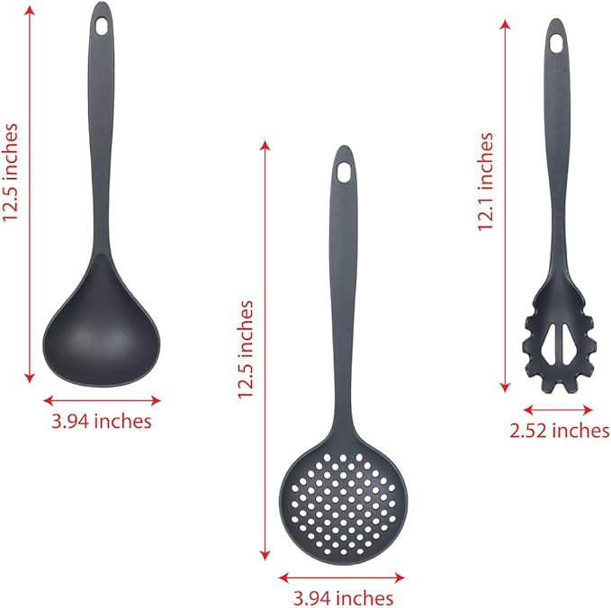 Glad Cooking Kitchen Utensils Set – 7 Pieces, Nylon Tools for Nonstick Cookware, Gray - Image 4