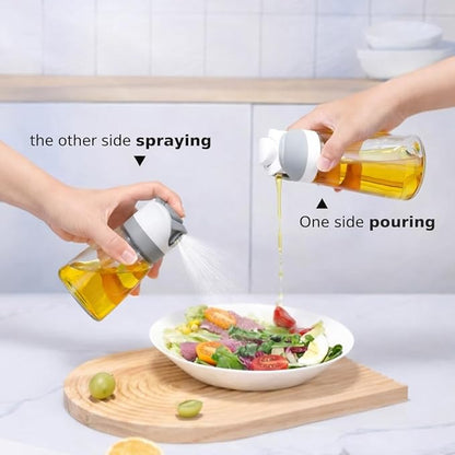 Oil control Dispenser Bottle, Spray & Pour 2-in-1, Precision Olive Oil Sprayer for Healthy Cooking, BPA-FREE,340 ml/12oz, Glass bottle, Leak-Proof, Ideal for cooking, salad, Air Fryer & BBQ