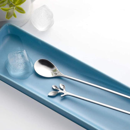 AnSaw 6-Piece Elegant Silver Leaf Long Handle Teaspoons - 7.4" Stainless Steel Stir Spoons for Coffee & Tea, Perfect for Mixing & Stirring - Image 8