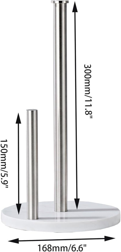 Brushed Nickel Paper Towel Holder,Stainless Steel Paper Towel Holder for Kitchen Roll Organize, Standard or Jumbo-Sized Roll Paper, Countertop Roll Dispenser with Marble Base