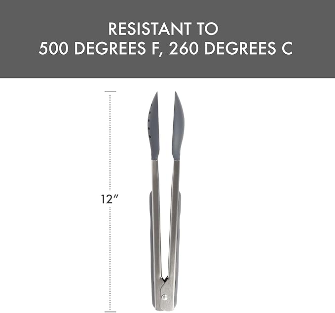 Dexas Spoon & Strain Tongs with Gravity open & Close Operation, 12", Gray - Image 4