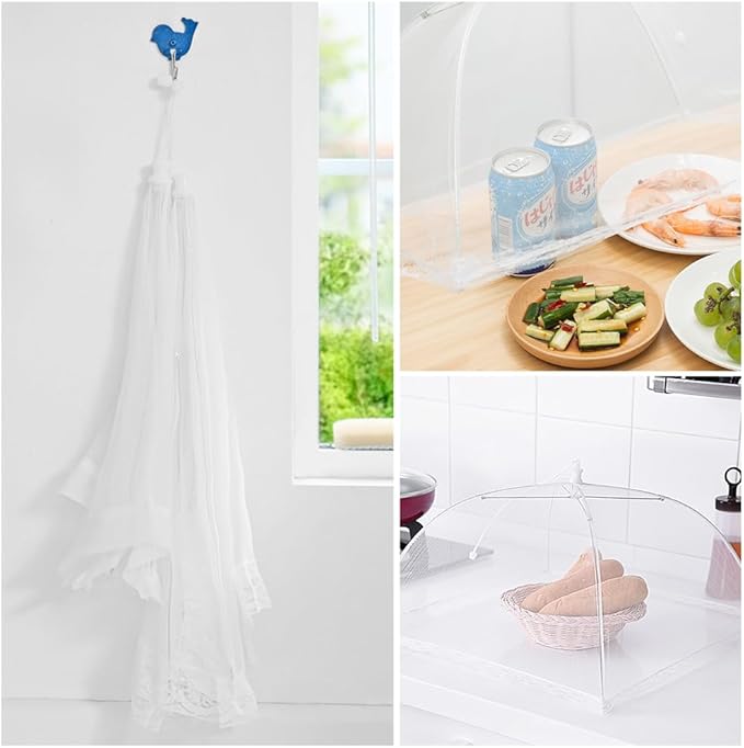 Food Covers, SPANLA 4 Pack Large and Tall Mesh Food Covers for Outside, 17"x17" Pop-Up Food Tent Umbrella for Outdoors, Screen Food Net, Parties Picnics, BBQs, Reusable and Collapsible - Image 6