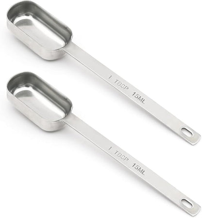 2PCS 1tbsp (3tsp, 15ml, 1/2oz) Single Measuring Spoon, Stainless Steel Long Handle Individual Teaspoons Only by BERYLER
