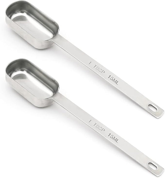 2PCS 1tbsp (3tsp, 15ml, 1/2oz) Single Measuring Spoon, Stainless Steel Long Handle Individual Teaspoons Only by BERYLER