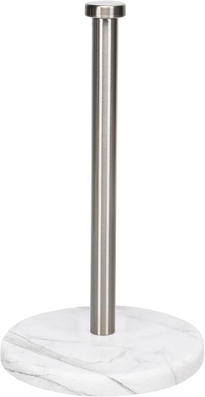 NearMoon Standing Paper Towel Holder, Kitchen Paper Towel Tissue Holder- for Bathroom Kitchen Countertop, Standard or Jumbo-Sized Roll Paper (with Marble Base, Brushed Nickel) by NearMoon