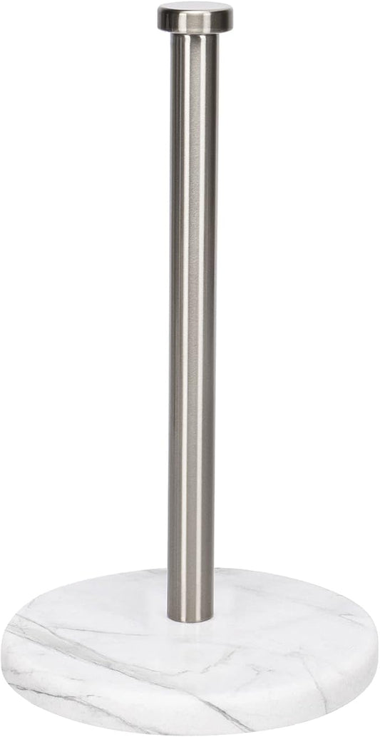 NearMoon Standing Paper Towel Holder, Kitchen Paper Towel Tissue Holder- for Bathroom Kitchen Countertop, Standard or Jumbo-Sized Roll Paper (with Marble Base, Brushed Nickel) by NearMoon