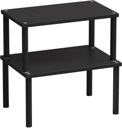 VERTORGAN Cabinet Organizer Shelf(Set of 2),Kitchen Counter Shelves,Bamboo Spice Rack Countertop and Cabinet,Stackable Expandable,Medium(Black)