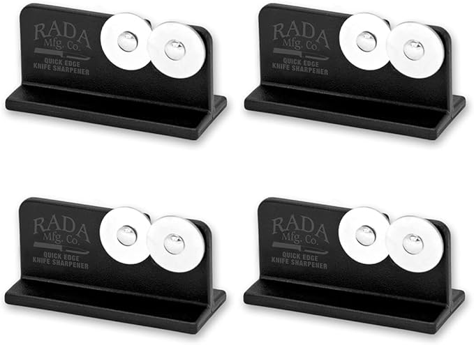 Rada Cutlery Quick Edge Knife Sharpener (R119), 3.5" x 2", Stainless Steel Wheels, Pack of 4 by RadaCutlery