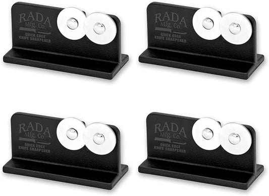 Rada Cutlery Quick Edge Knife Sharpener (R119), 3.5" x 2", Stainless Steel Wheels, Pack of 4 by RadaCutlery