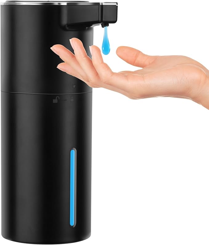 Automatic Soap Dispenser Liquid Touchless: 13.52oz/400ml Wall USB Rechargeable - 4-Level Adjustable Modern Electric Hand Soap Dispenser - Kitchen Bathroom Kids Family Black by GURITHEHOME