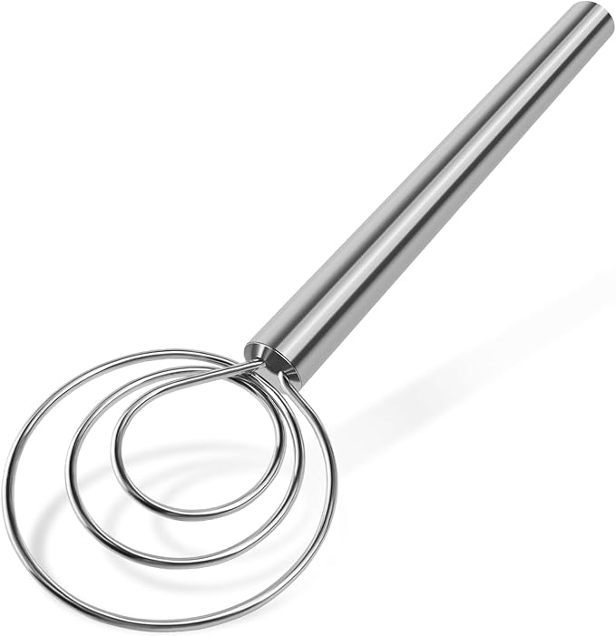 Danish Dough Whisk Stainless Steel Wooden Handle for Sourdough Bread Pizza and Pastry Making by YIGEDA