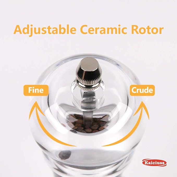 Salt Pepper Grinder Mill Arcylic,the Best Peppercorn Grinder with Adjustable Mill-Clear - Image 3