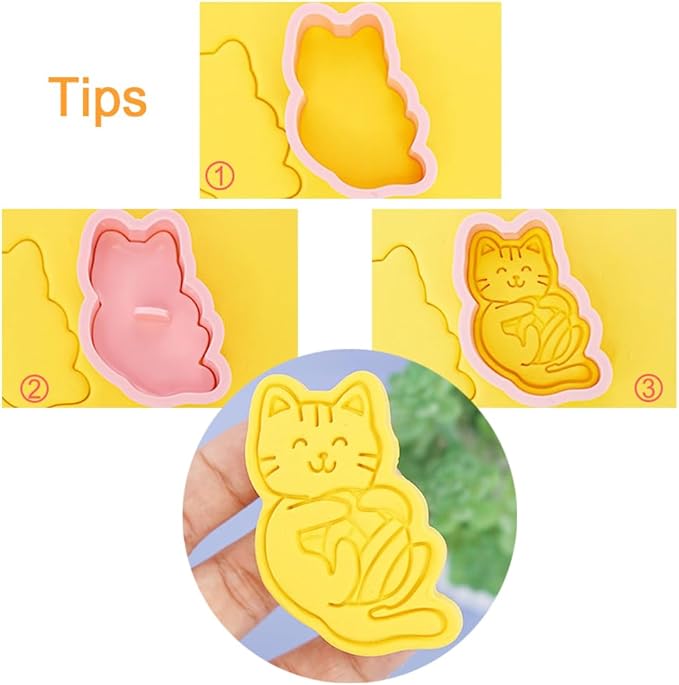 8 Pcs Cookie Cutters Set 3D Holiday Cookie Cutters for Party Baking Decoration (Cats)