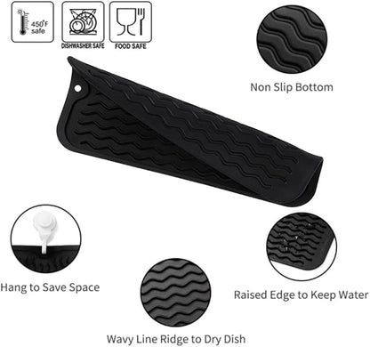 MicoYang Silicone Dish Drying Mat for Multiple Usage,Easy clean,Eco-friendly,Heat-resistant Silicone Mat for Kitchen Counter or Sink,Refrigerator or Drawer Liner Black S 12 inches x 6 inches - Image 3