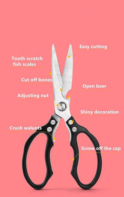 AWinjoy Heavy Duty Sharp Kitchen Scissors, Dishwasher Safe, Cooking Shears for Meat, Chicken, Fish, Poultry, Herb, Bread (Black) - Image 2