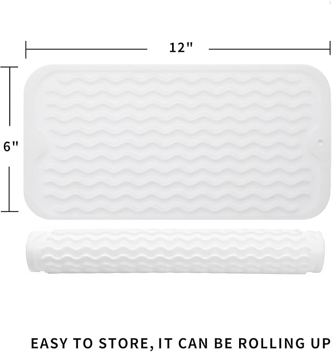 MicoYang Silicone Dish Drying Mat for Multiple Usage,Easy clean,Eco-friendly,Heat-resistant Silicone Mat for Kitchen Counter or Sink,Refrigerator or Drawer Liner Translucent S 12 inches x 6 inches - Image 2