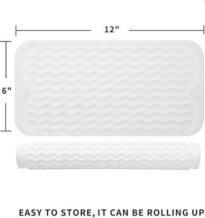 MicoYang Silicone Dish Drying Mat for Multiple Usage,Easy clean,Eco-friendly,Heat-resistant Silicone Mat for Kitchen Counter or Sink,Refrigerator or Drawer Liner Translucent S 12 inches x 6 inches - Image 2