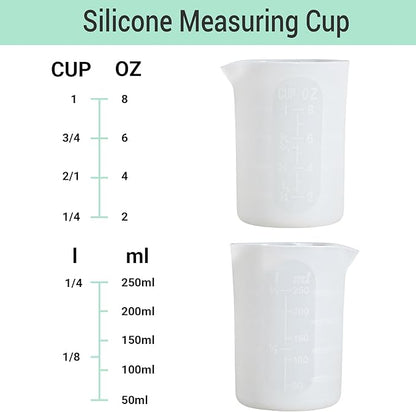 Gartful 250ml Silicone Measuring Cups, 4 PCS Large Nonstick Reusable Silicone Mixing Cups Durable Easy Clean for Epoxy Resin, Casting Molds, Stain Jewelry Making, Waxing, DIY, Art, Craft
