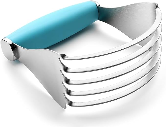 Spring Chef XL Stainless Steel Pastry Cutter Tool for Baking - Heavy Duty Dough Blender - Butter & Dough Cutter Tool with Sharp Blades - Pastry Blender for Easy Mixing - Dishwasher Safe - Aqua Sky by SpringChef