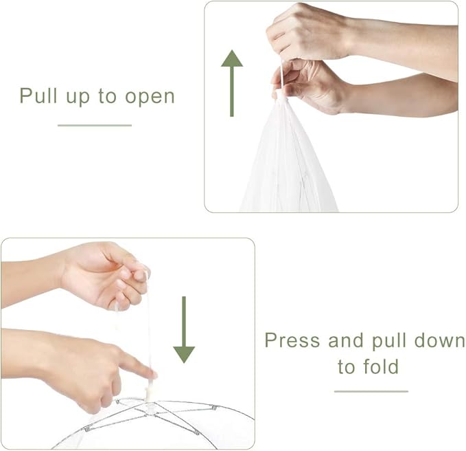 Onarway 3 Pack Food Covers 12 Inch Pop-Up Encrypted Mesh Plate Serving Tents, Fine Net Screen Umbrella for Outdoors, Parties, Picnics, BBQs, Reusable and Collapsible - Image 5