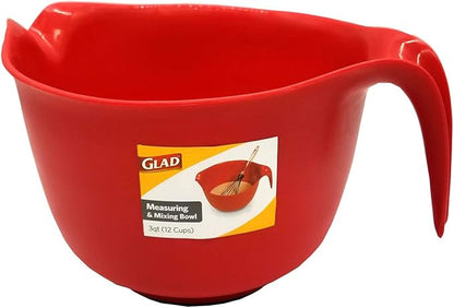 Glad Mixing Bowl with Handle – 3 Quart | Heavy Duty Plastic with Pour Spout and Non-Slip Base | Dishwasher Safe Kitchen Supplies for Cooking and Baking, Red (Pack of 6) - Image 6