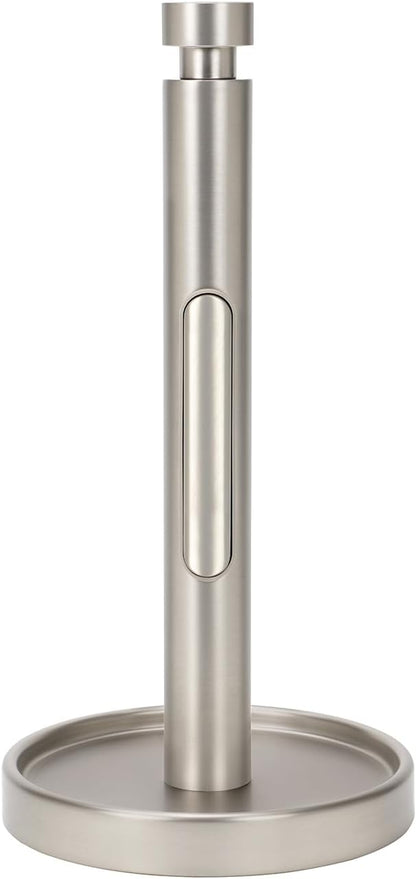 Ivilon Countertop Paper Towel Holder - Weighted Heavy Duty Steel Stand with Non-Slip Base for a Steady One-Handed One Sheet Tear - Fits All Rolls - Brushed Nickel by Ivilon