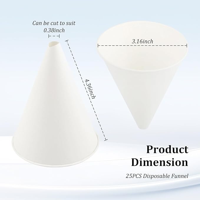 25PCS Disposable Funnels for Automotive Use,6 oz Paper Engine Oil Funnel for Oil Change and Fill of Coolant Motor Oil Gasoline Water,Universal Coolant Funnel Car Accessories